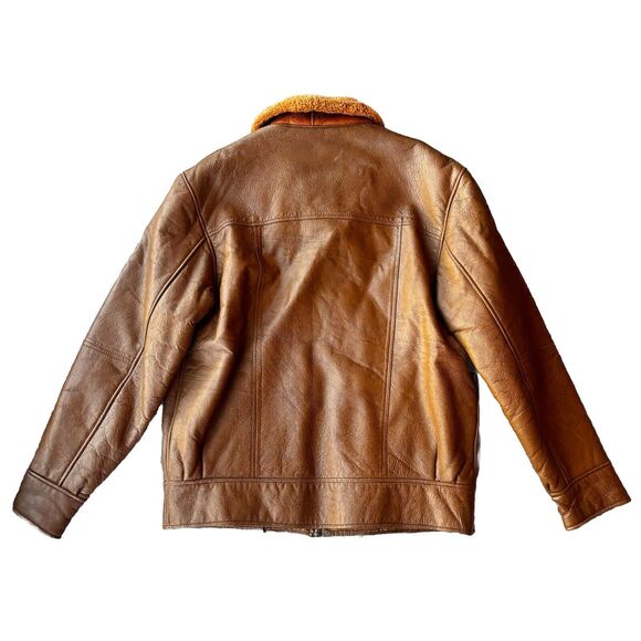 Men Sz XXL Fashion Faux Leather Lamb Fur Lined Loose Motorcycle Jacket Overcoat - Picture 8 of 11